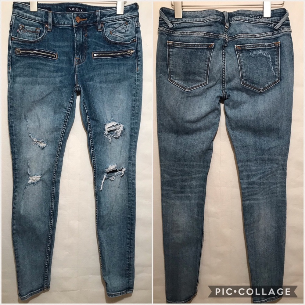 Vigoss The Jagger Skinny Light Wash Distressed Size 26
